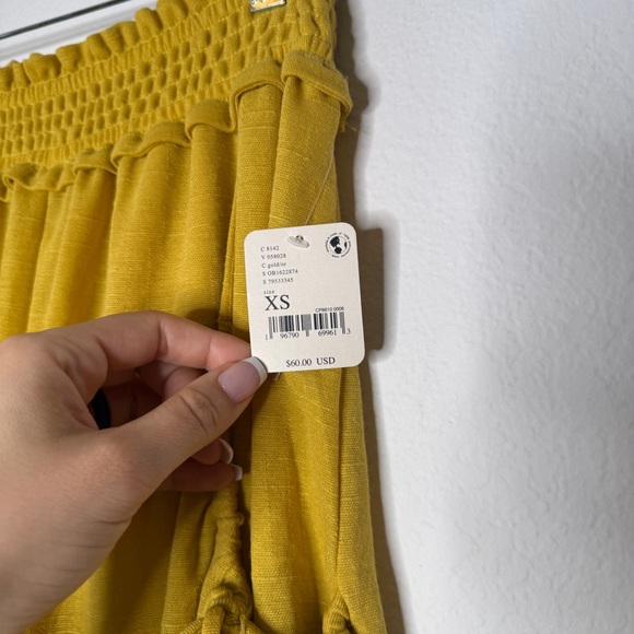 Free People Beach Mustard Balloon Harem Pants Ruched Ankles Pockets NWT Size XS - Picture 9 of 9